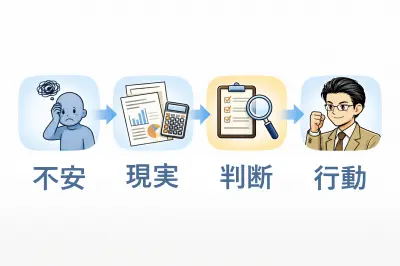 不安 → 現実 → 判断 → 行動でお金の不安を解決